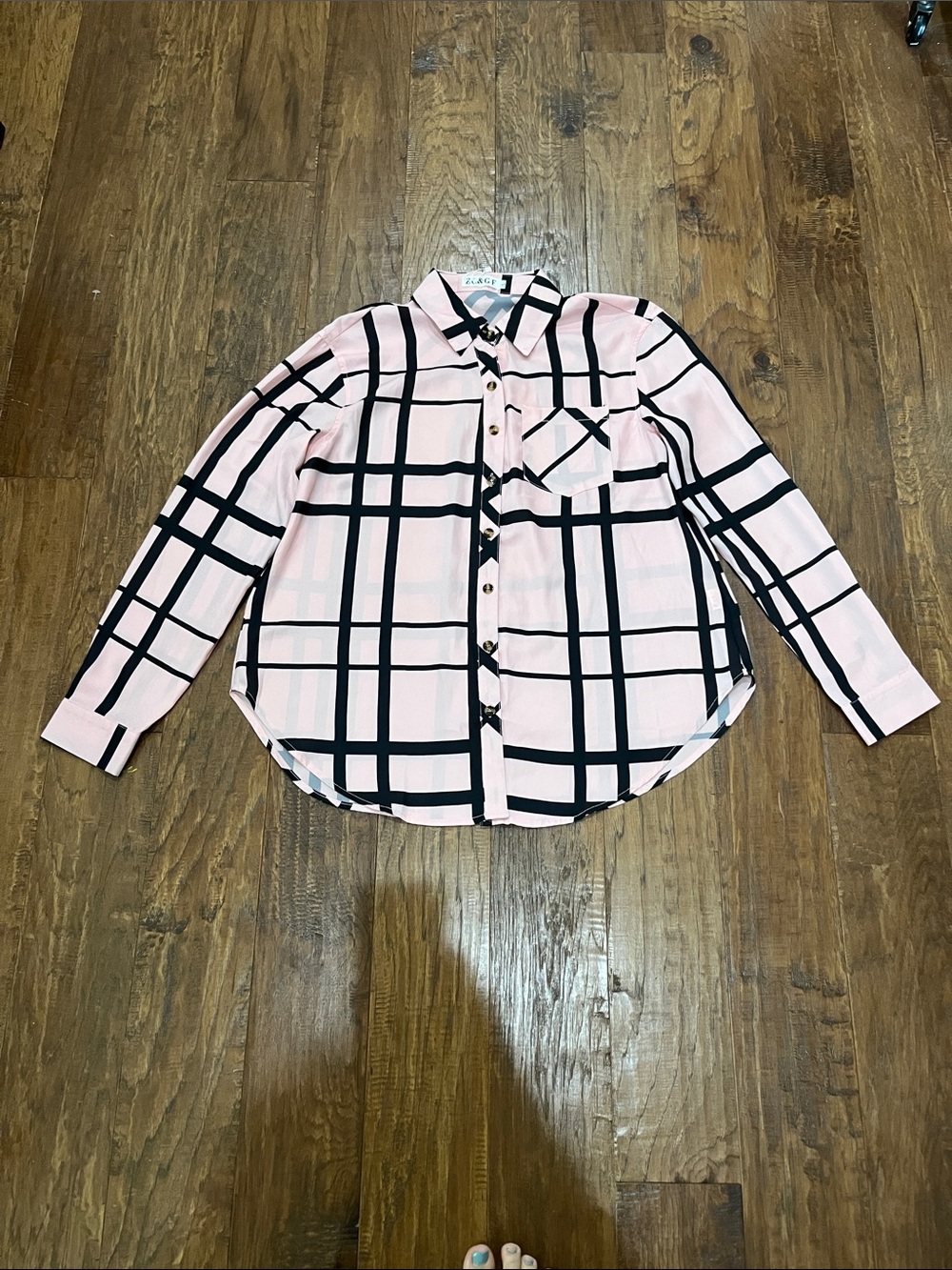 ZC&GF Pink Plaid Button-Up Blouse large
